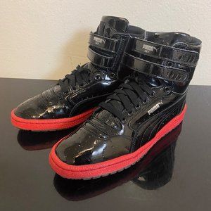 Puma Sky II Hi Jr Patent Black and Red - (Size 7 Women)